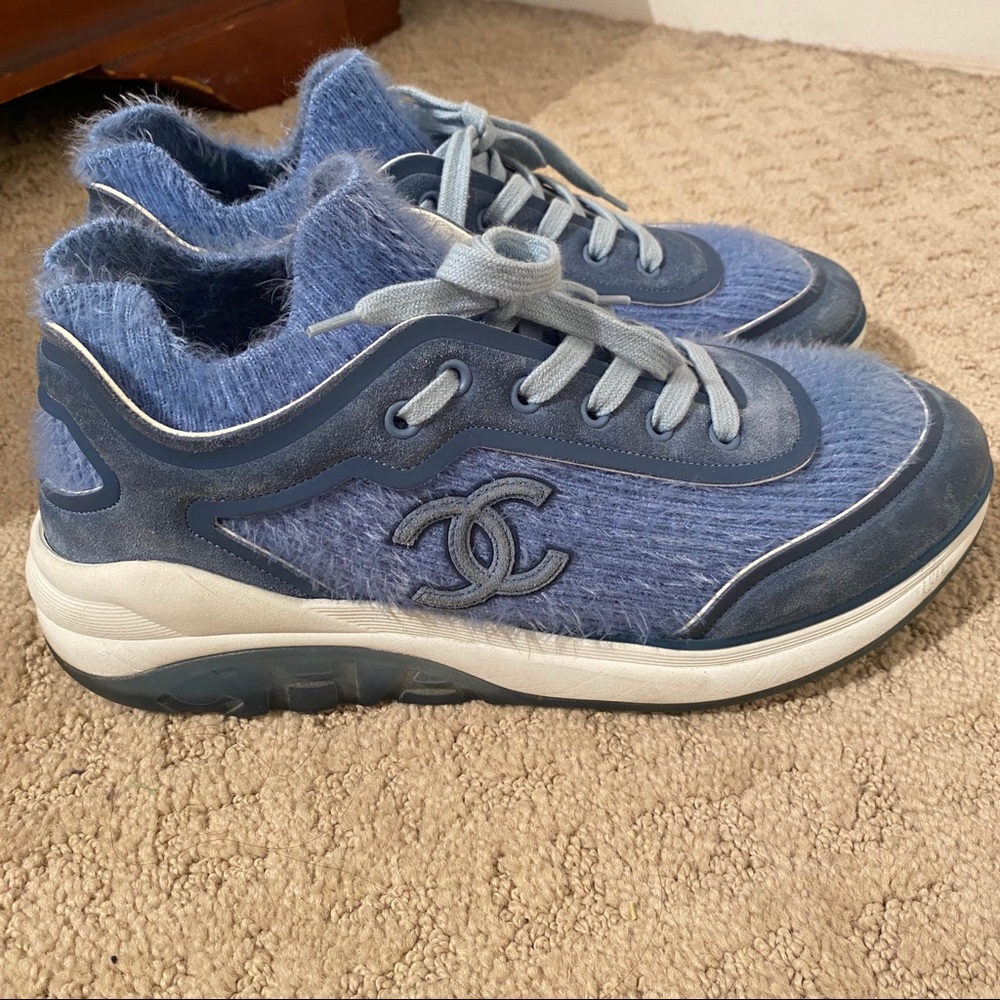 Chanel Suede Calfskin Stretch Fabric CC Sneakers - Picture 10 of 14